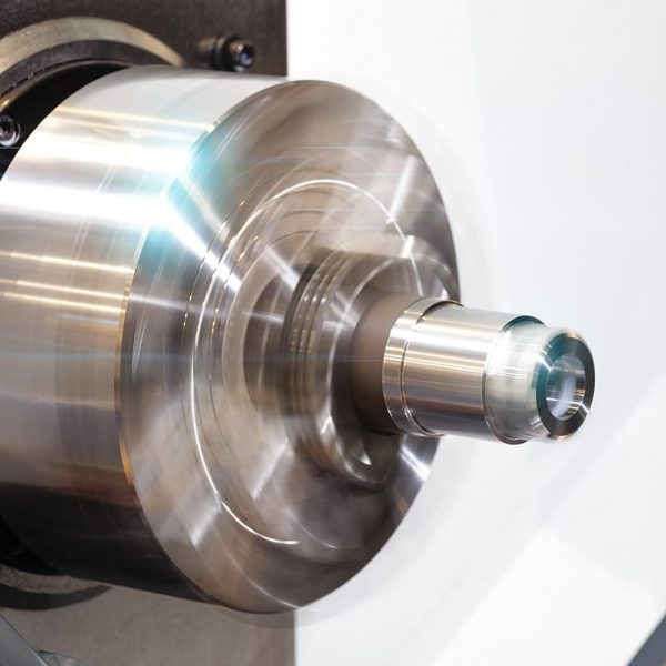 CNC machining lathe in operation